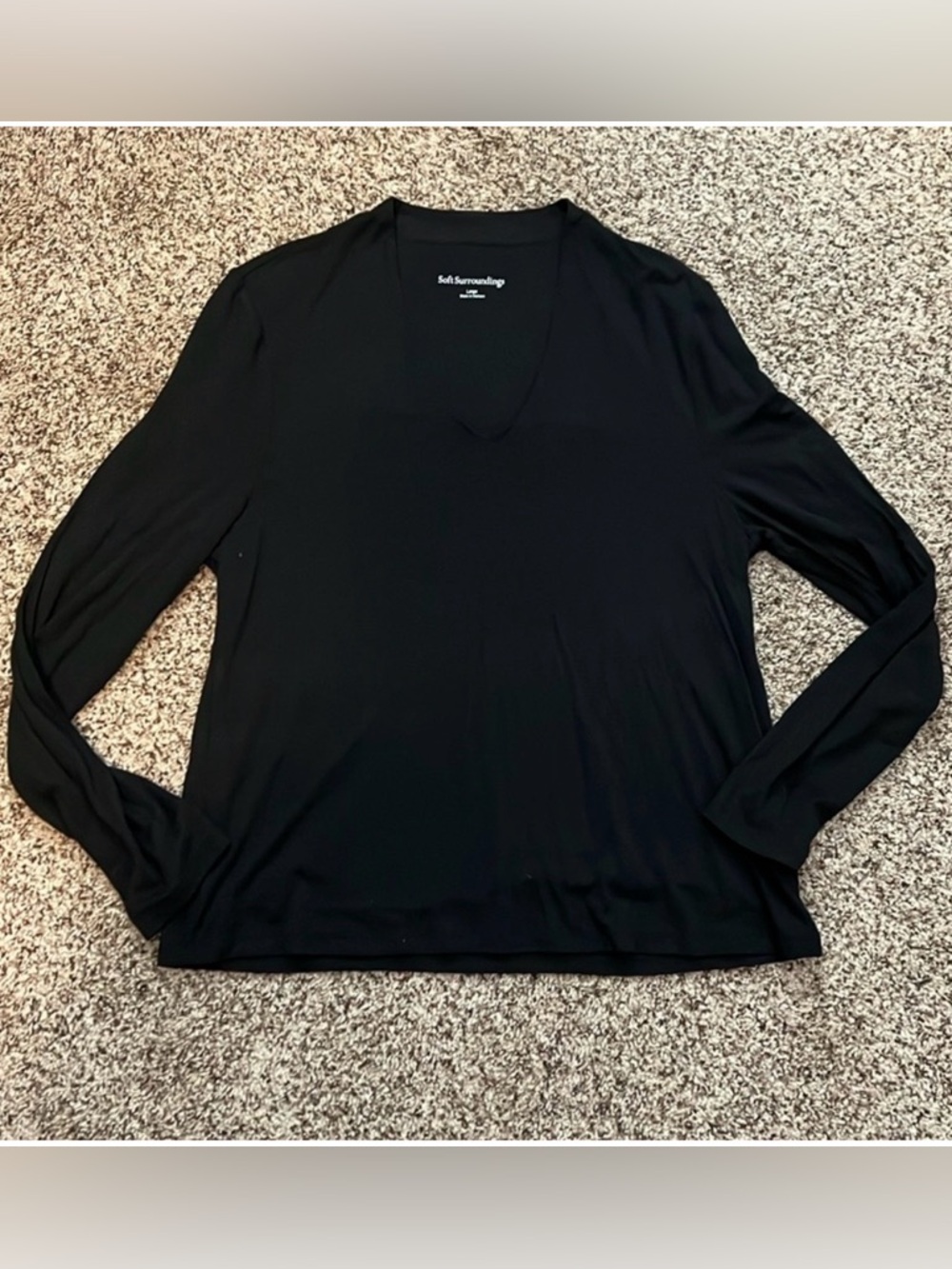 Soft Surroundings Agnes Long Sleeve Lined V-Neck Tee - Picture 2 of 7